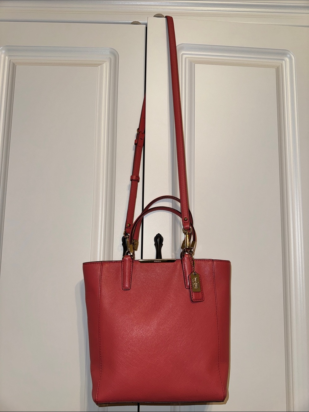 Coach Madison Mini North South Tote Crossbody Saffiano Leather Pink Coral - Picture 16 of 16
